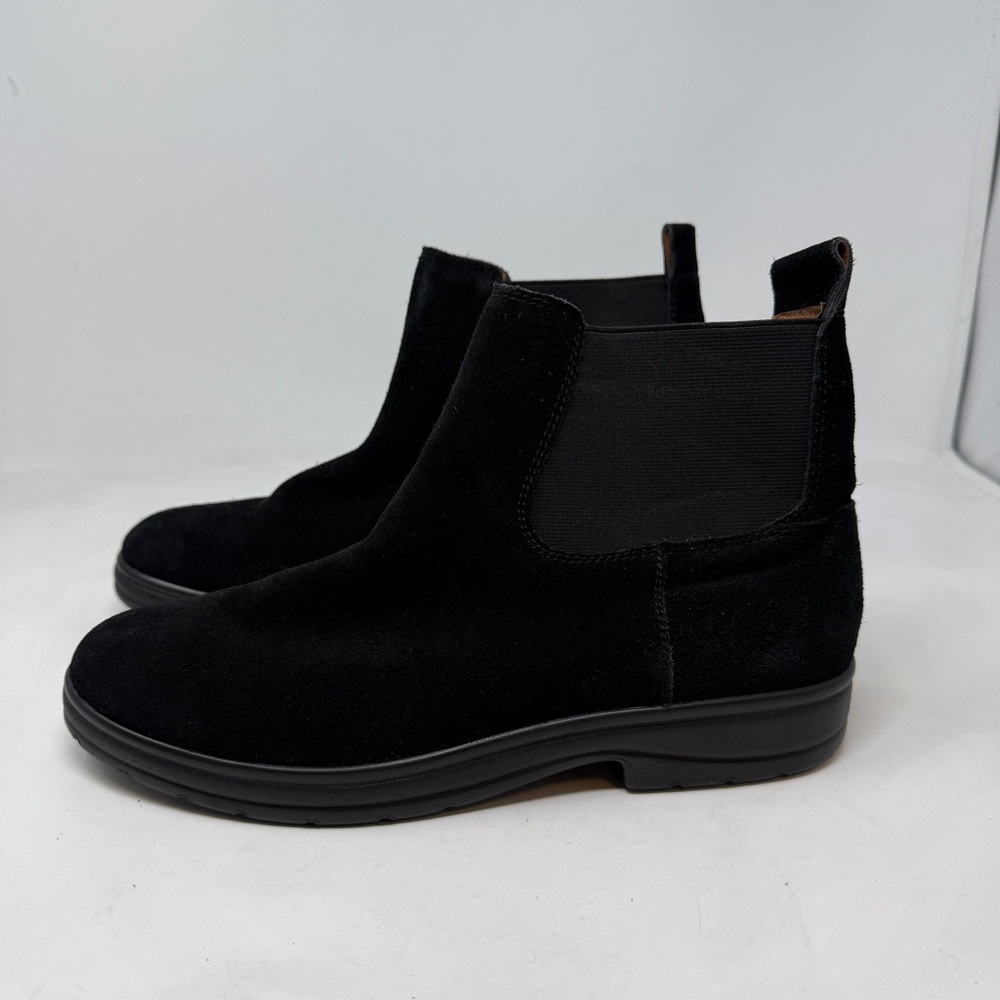 Lucky Brand Gabbee Chelsea Boots Womens 11M Black Suede Lug Sole Ankle Booties